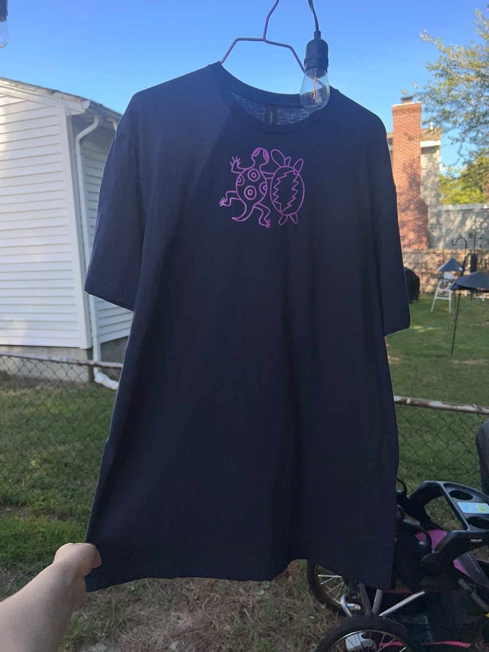 NWOT Gildan Navy Tee with Purple Grateful Dead + Phish Inspired Design